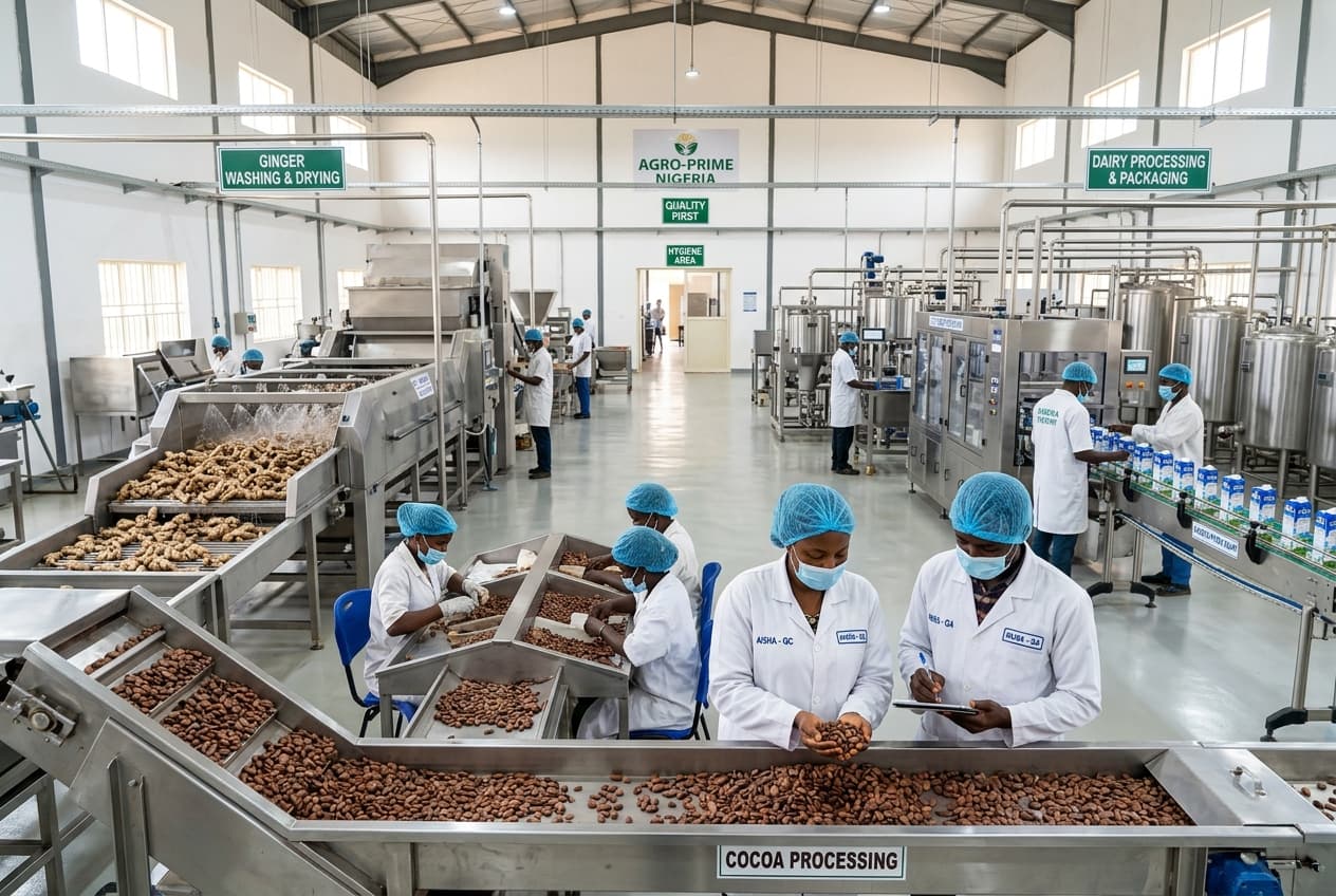 Agro-industrial hub processing aggregation factory